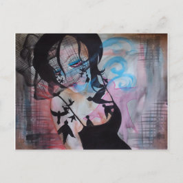 Gothic Birds Birdcage Veil Surreal Art Briefkaart