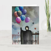 Gothic Birthday Balloons & Cloudy Sky Black Cloak Kaart (Voorkant)