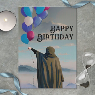 Gothic Birthday Black Cloak & Dark Sky ballonnen Kaart