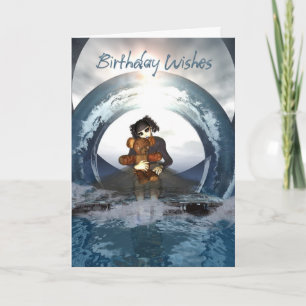 Gothic Birthday Card Little Gothic Girl and Deaddy Kaart
