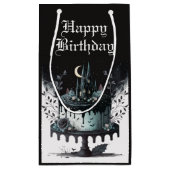 Gothic Birthday Gift Bag - Castle Birthday Cake Klein Cadeauzakje (Achterkant)