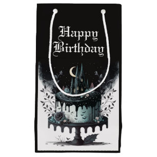 Gothic Birthday Gift Bag - Castle Birthday Cake Klein Cadeauzakje