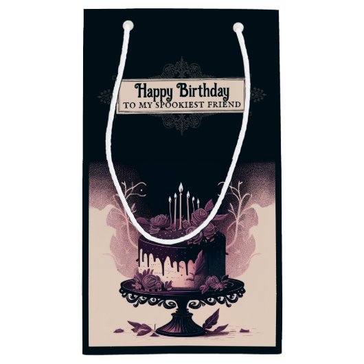 Gothic Birthday Gift Bag - Spooky Birthday Cake Klein Cadeauzakje (Achterkant)