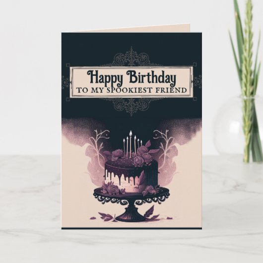 Gothic Birthday Kaart - Spooky Birthday Cake (Voorkant)