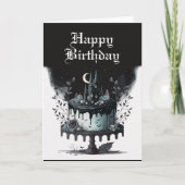 Gothic Birthday Kaart - Spooky Castle Birthday Cak (Voorkant)