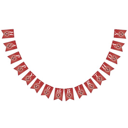 Gothic Birthday Skull Botten Red Heart op spieren Vlaggetjes (Alle)