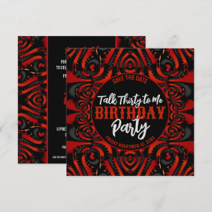 Gothic Birthday Talk Thirty Black + Red Party Kaart