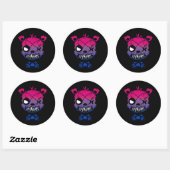 Gothic Bisexual Pride Flag gekleurd Beer Ronde Sticker (Vel)