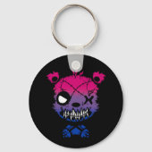 Gothic Bisexual Pride Flag gekleurd Beer Sleutelhanger (Voorkant)