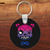 Gothic Bisexual Pride Flag gekleurd Beer Sleutelhanger (Achterkant)
