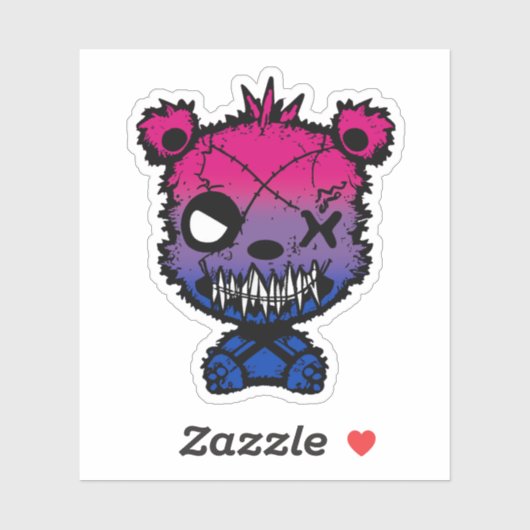 Gothic Bisexual Pride Flag gekleurd Beer Sticker (Vel)