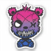 Gothic Bisexual Pride Flag gekleurd Beer Sticker (Voorkant)