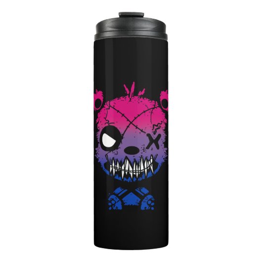 Gothic Bisexual Pride Flag gekleurd Beer Thermosbeker (Voorkant)