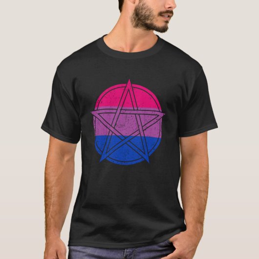 Gothic Bisexual Pride Wicca Witchcraft Petagram T-shirt (Voorkant)