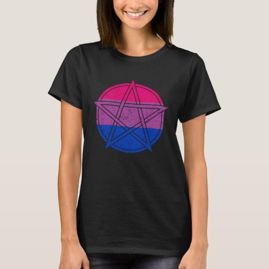 Gothic Bisexual Pride Wicca Witchcraft Petagram T-shirt (Voorkant)
