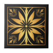 Gothic Black an Gold Floral Sunburst Tegeltje (Voorkant)