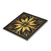 Gothic Black an Gold Floral Sunburst Tegeltje (Zijkant)