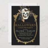 Gothic Black and Gold Skull Adult Halloween Party Kaart (Voorkant)