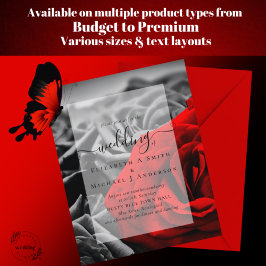 Gothic Black and Red Roses Gothic Wedding Invite