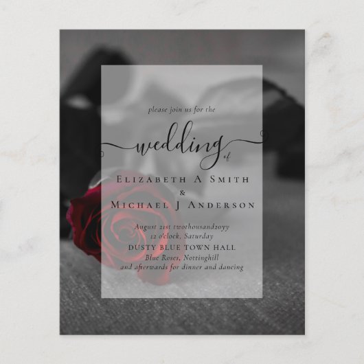 Gothic Black and Red Roses Gothic Wedding Invite Flyer (Voorkant)