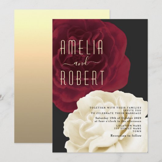 Gothic Black and Red Wedding Kaart (Voorkant / Achterkant)