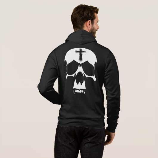 Gothic Black and White Demon Skull Illustration Hoodie (Achterkant volledig)