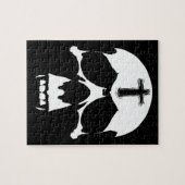 Gothic Black and White Demon Skull Illustration Legpuzzel (Horizontaal)