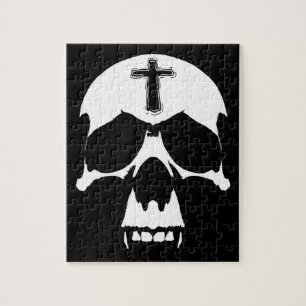 Gothic Black and White Demon Skull Illustration Legpuzzel