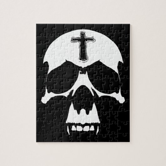 Gothic Black and White Demon Skull Illustration Legpuzzel (Verticaal)