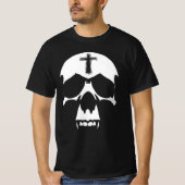 Gothic Black and White Demon Skull Illustration T-shirt (Voorkant)