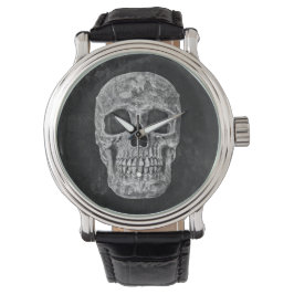 Gothic Black and White Grunge Skull Horloge