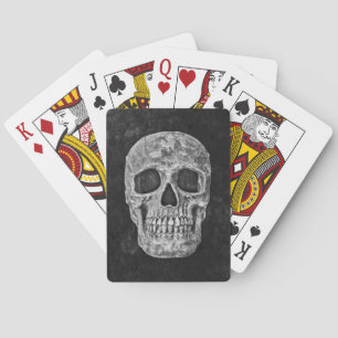 Gothic Black and White Grunge Skull Pokerkaarten