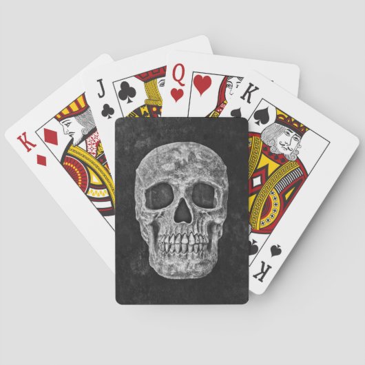 Gothic Black and White Grunge Skull Pokerkaarten (Achterkant)