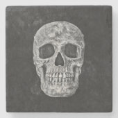Gothic Black and White Grunge Skull Stenen Onderzetter (Voorkant)