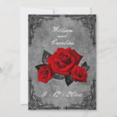 Gothic Black and White Rose Wedding Invitation Kaart (Achterkant)