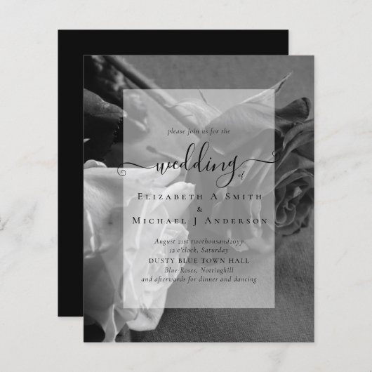 Gothic Black and White Roses Gothic Wedding Invite (Voorkant / Achterkant)