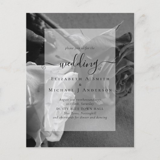 Gothic Black and White Roses Gothic Wedding Invite (Voorkant)