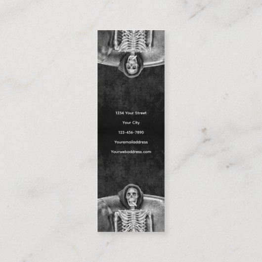 Gothic Black and White Skeleton Tattoo Shop Mini Visitekaartje (Achterkant)