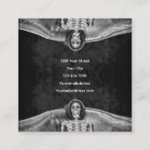 Gothic Black and White Skeleton Tattoo Shop Vierkante Visitekaartje (Achterkant)