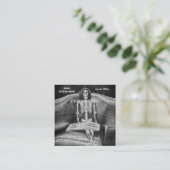 Gothic Black and White Skeleton Tattoo Shop Vierkante Visitekaartje (Staand voorkant)