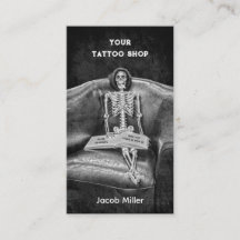 Gothic Black and White Skeleton Tattoo Shop