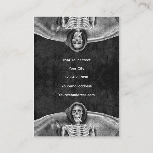 Gothic Black and White Skeleton Tattoo Shop Visitekaartje (Achterkant)