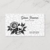 Gothic Black and White Skull Tattoo Shop Visitekaartje (Voorkant)