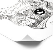 Gothic Black and White Vampire Bat Floral Tekening Foto Afdruk (Hoek)