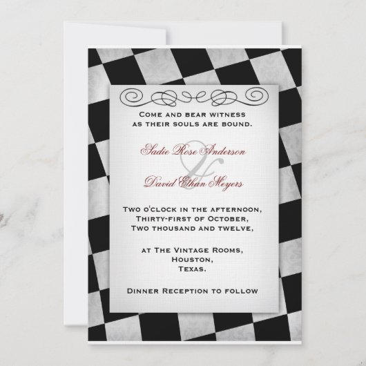 Gothic Black and White Wedding Invitation Kaart (Voorkant)