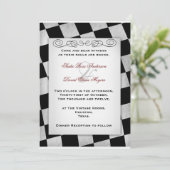 Gothic Black and White Wedding Invitation Kaart (Staand voorkant)