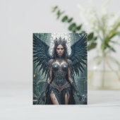 Gothic Black Angel in Ancient Hall Briefkaart (Staand voorkant)