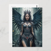 Gothic Black Angel in Ancient Hall Briefkaart (Voorkant / Achterkant)