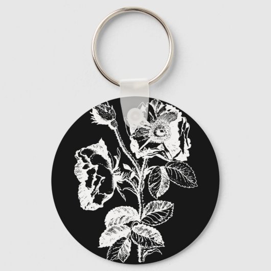 Gothic Black Antiek Roos Sleutelhanger (Voorkant)