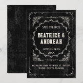 Gothic black barok save the date (Voorkant / Achterkant)